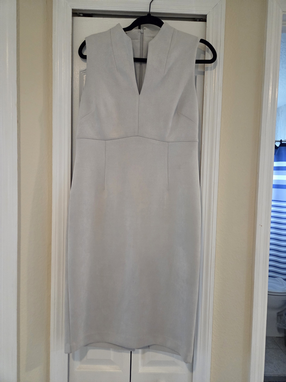 Calvin Klein Sleeveless Sheath Dress in Light Gray